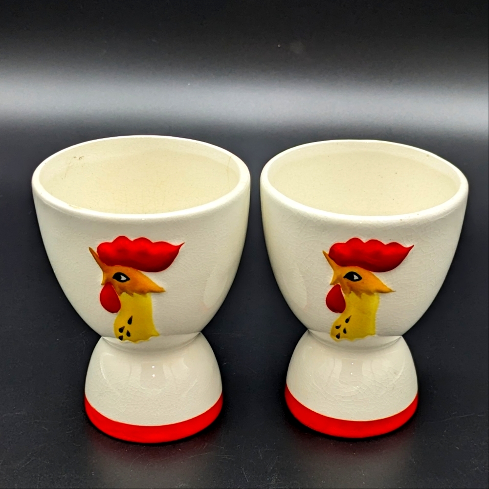 🦋BOGO Vintage (1961) Holt Howard Rooster Egg Cups